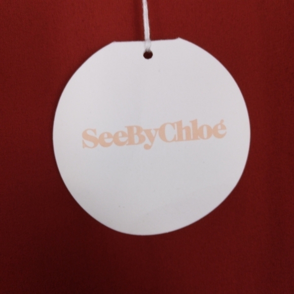 NWT See by Chloe Boho Earthy Red georgette dress with gathered collar. - Picture 10 of 15